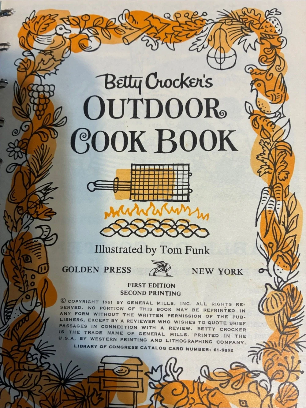 Betty Crocker Outdoor Cook Book - Green, White, Blue & Brown Cover Vintage